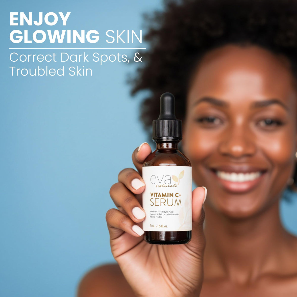 Serum layered beneath moisturizer demonstrating how Eva Naturals hydrates and primes skin