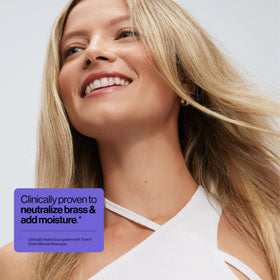 EVA·NYC before and after blonde results highlighting reduced brass and brighter tone