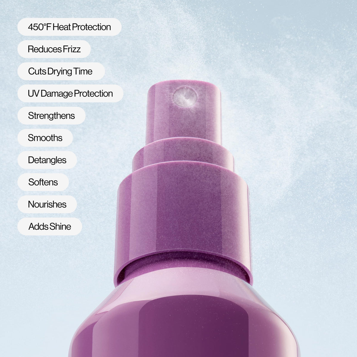 EVA·NYC fine-mist nozzle close-up delivering even, lightweight spray