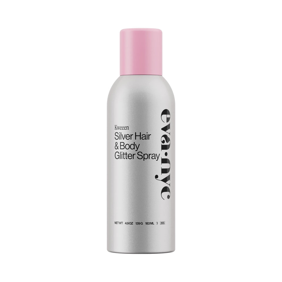 EVA·NYC front packaging showing silver glitter can and branding for easy ID