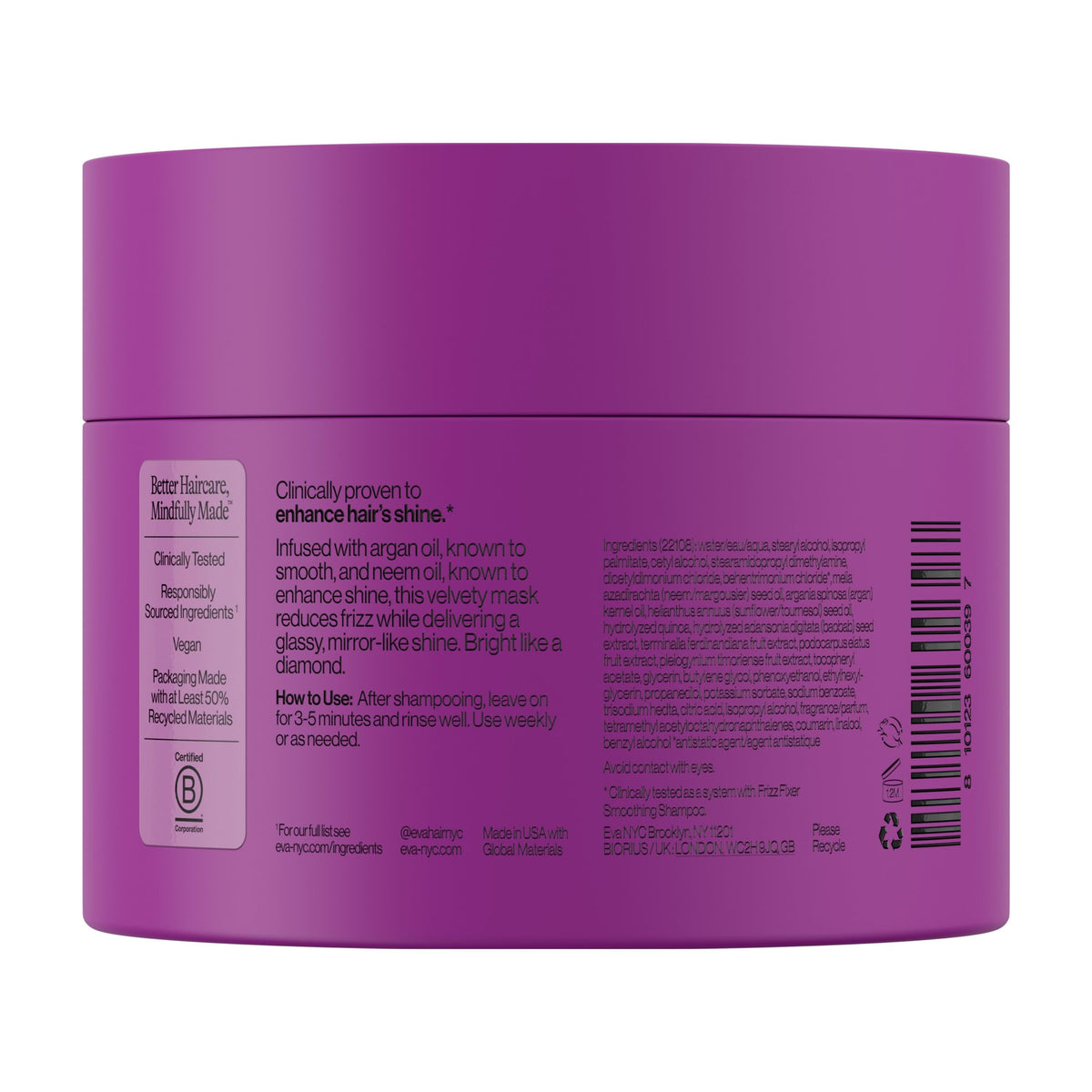 EVA·NYC open jar revealing velvety texture for smooth detangling