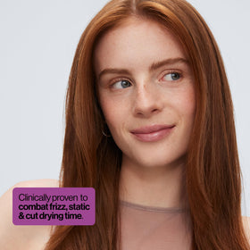 EVA·NYC hair texture close-up showing smooth, shiny finish after use