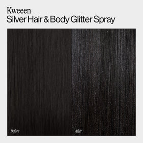 EVA·NYC glitter on hair strand highlighting biodegradable shimmer and shine