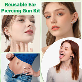 Evatage in-use ear piercing demo showing stable grip and quick puncture