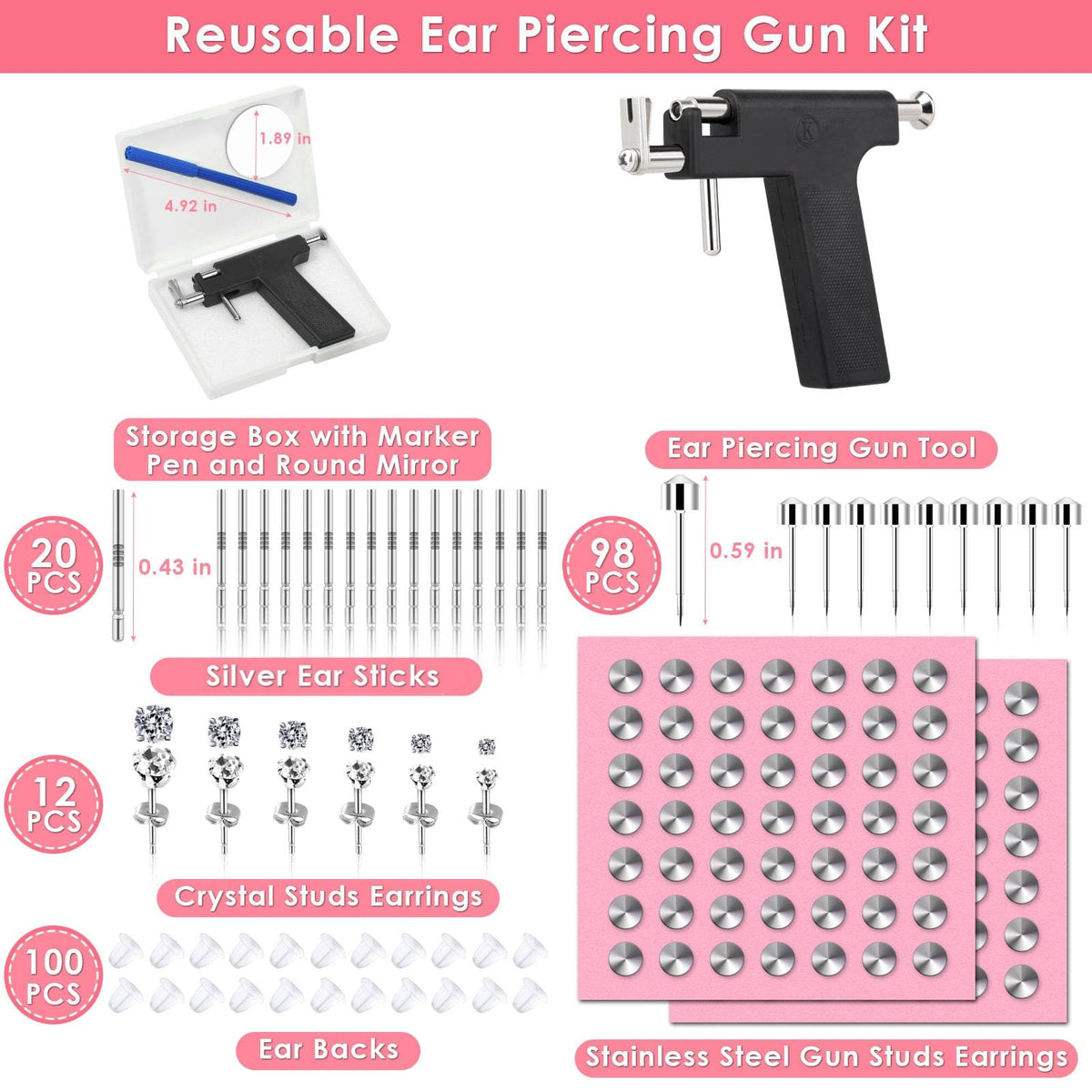 Evatage silicone backs and silver ear sticks for secure comfortable wear