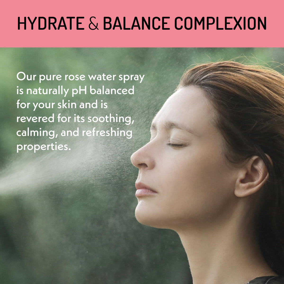 Eve Hansen mist spraying onto face for instant hydration and calm