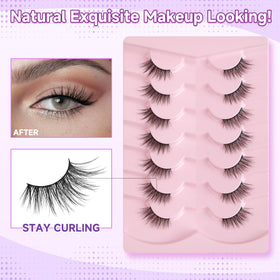 EVENTILL lashes applied on eye showing lifted cat-eye finish