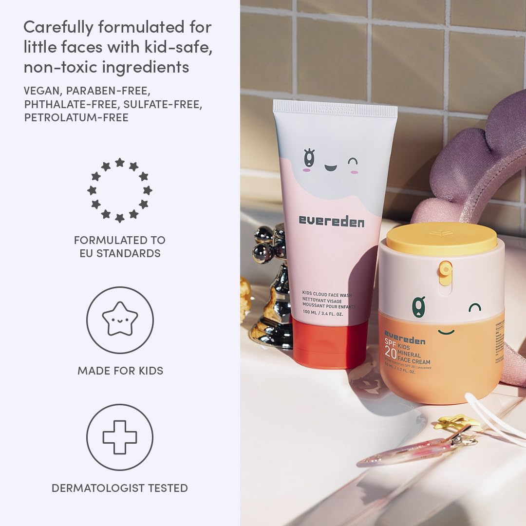 Evereden face wash being used at sink illustrating simple kid-friendly routine