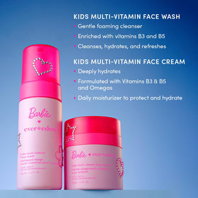 Evereden Barbie face cream jar detail highlighting lightweight hydration benefit