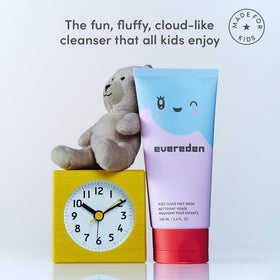 Evereden size comparison beside a toy showing compact 3.4 fl oz portability