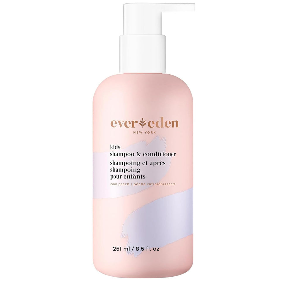 Evereden bottle front packaging showing Cool Peach label and child-friendly design benefit: clear product identity