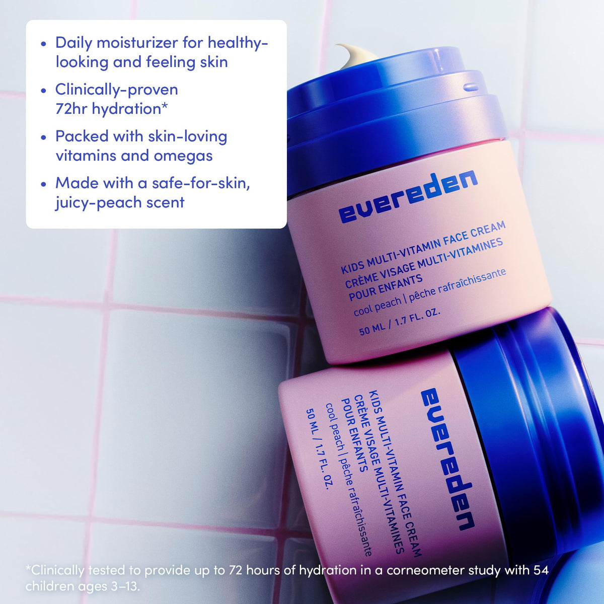 Evereden Cool Peach cream texture swipe showing lightweight absorbent formula