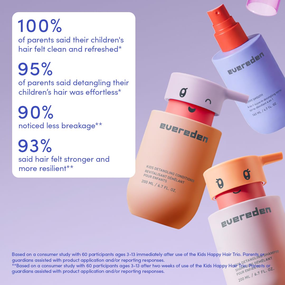 Evereden detangling spray in hand demonstrating easy application and immediate slip