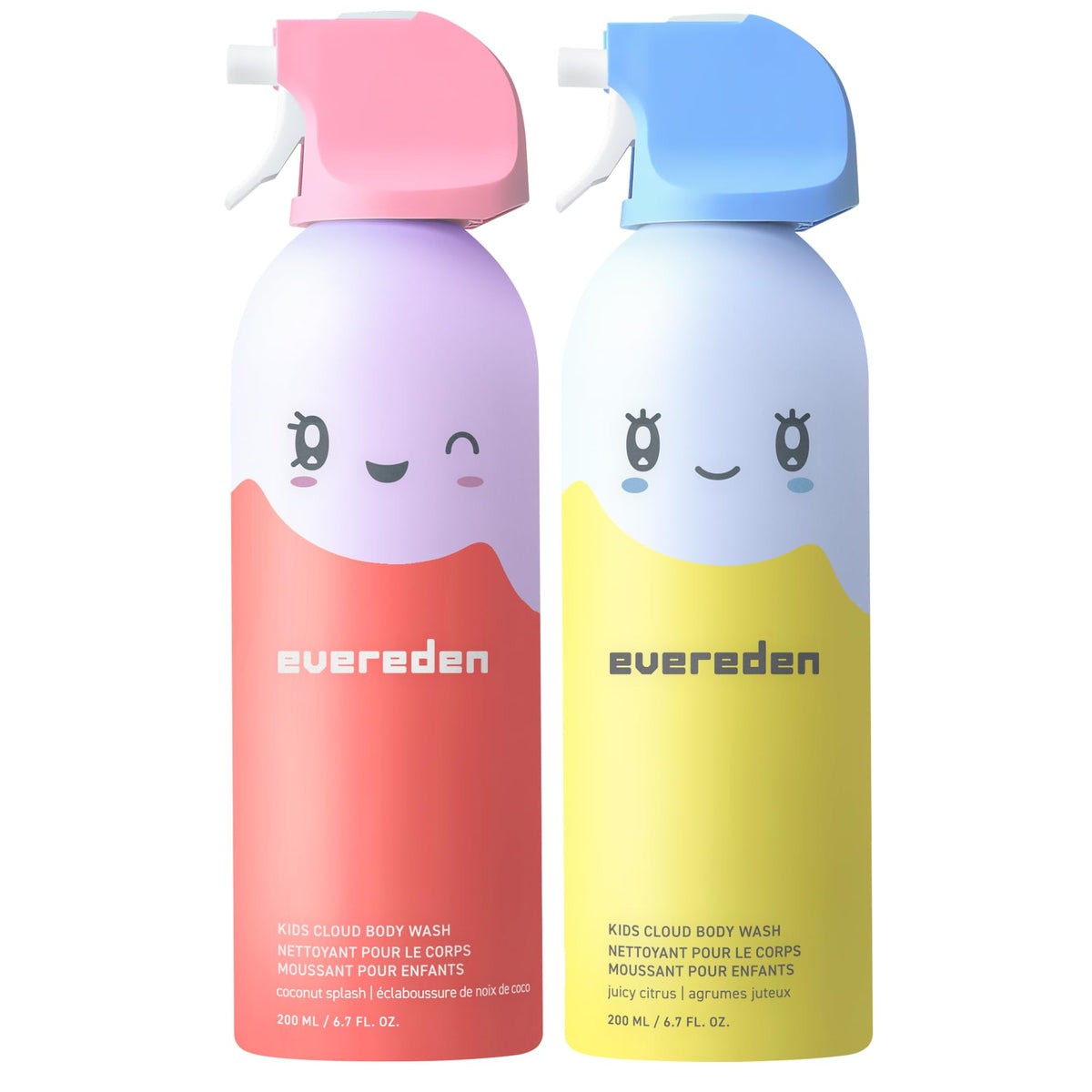 Evereden front packaging showing both Coconut and Citrus bottles with kid-friendly design and reassurance