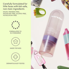 Child using Evereden face mist outdoors after play, easy on‑the‑go hydration