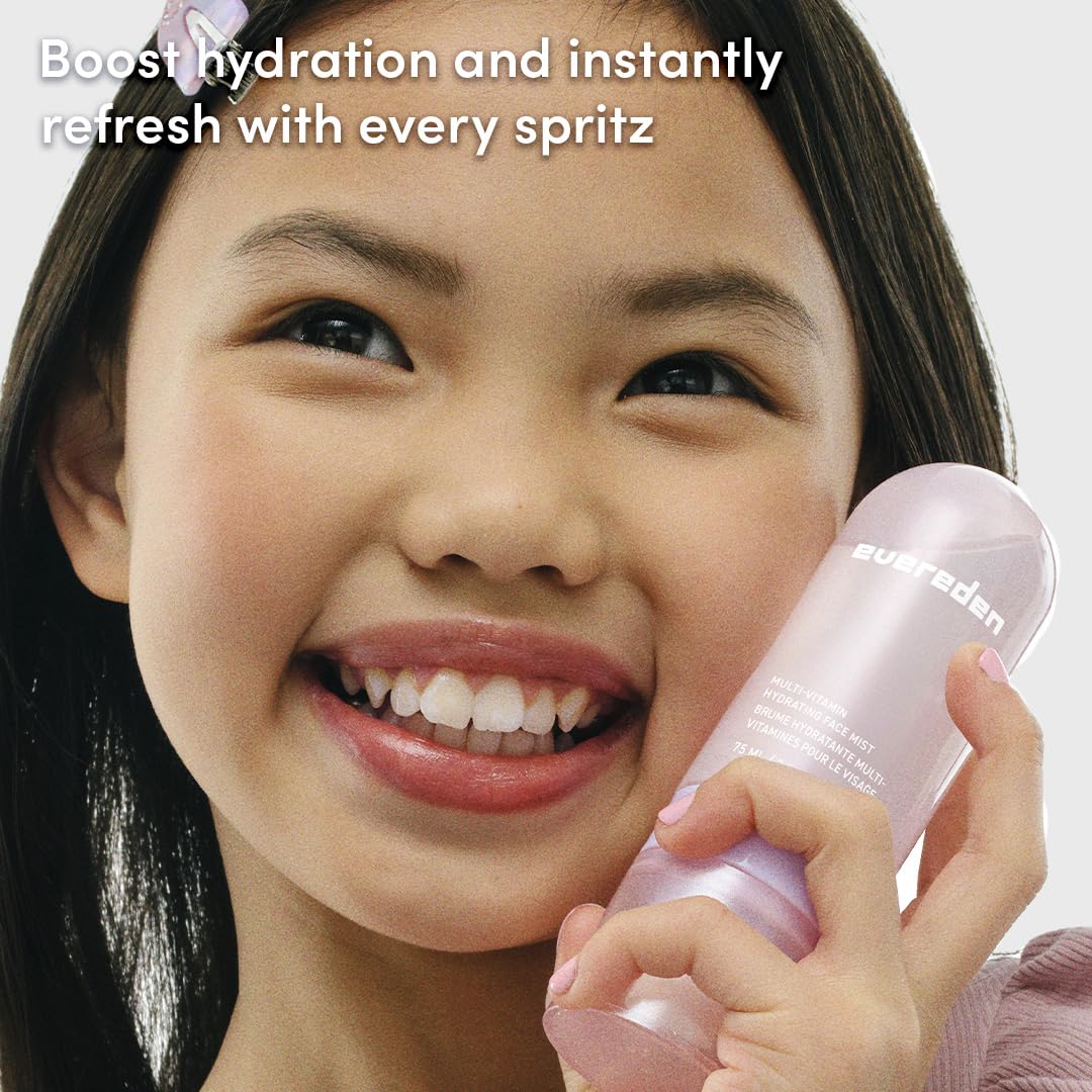 Evereden face mist label closeup highlighting clean, dermatologist‑tested formula