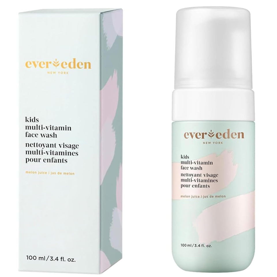 Evereden front packaging showing bottle and melon scent, gentle cleansing benefit