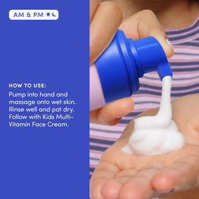 Evereden open bottle pouring foam illustrating mild cleanser performance