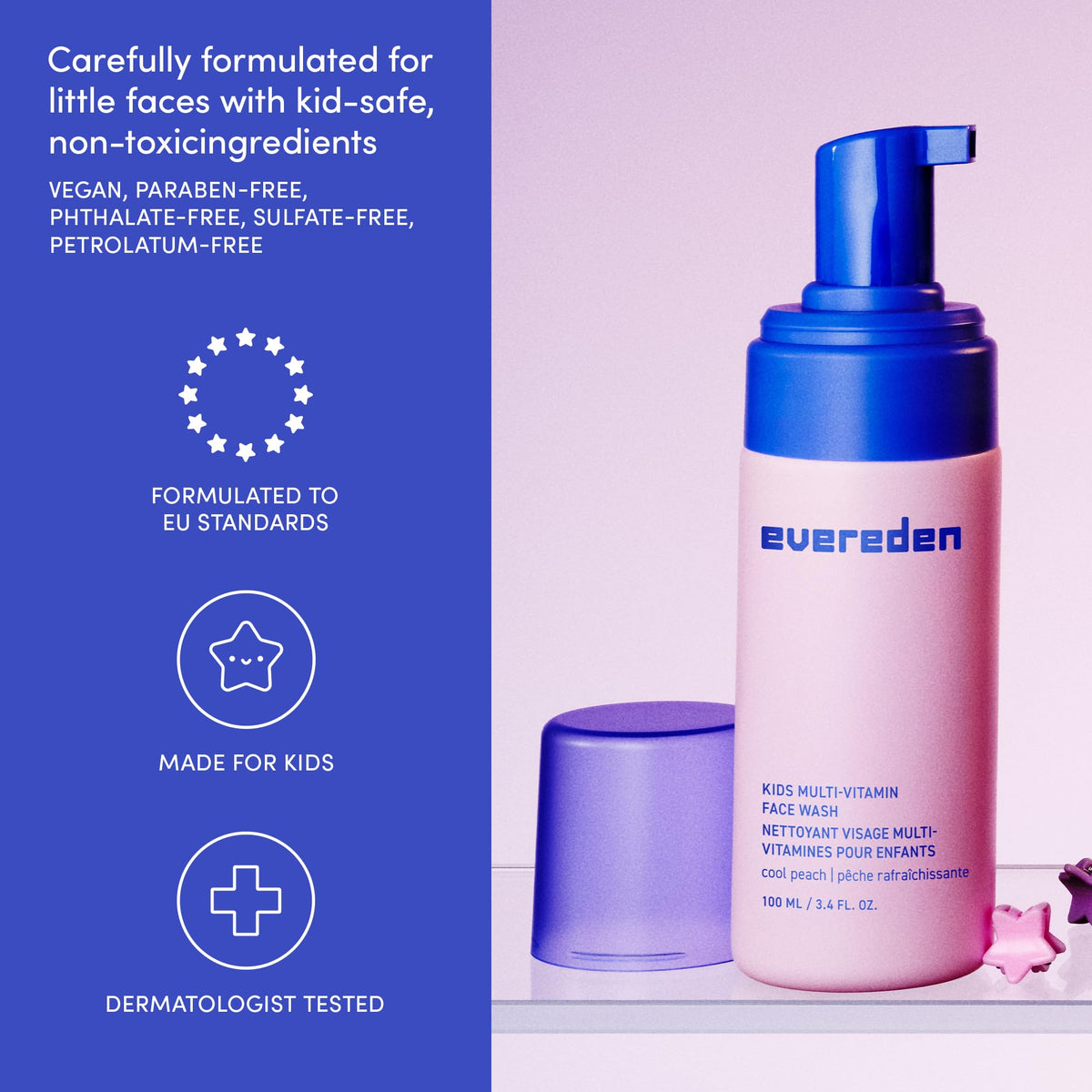 Evereden bottle held in hand to show 3.4 fl oz size and travel convenience