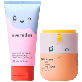 Evereden front packaging showing kid face wash and SPF set for gentle daily use