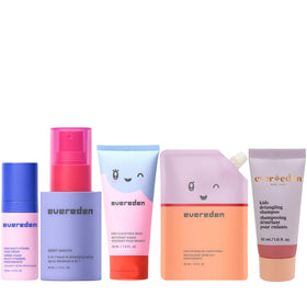 Evereden front packaging of kids travel set shows compact toiletries, easy packing benefit