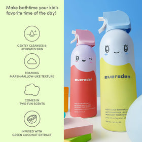Evereden bottle label detail highlighting dermatologist-tested formula and gentle care