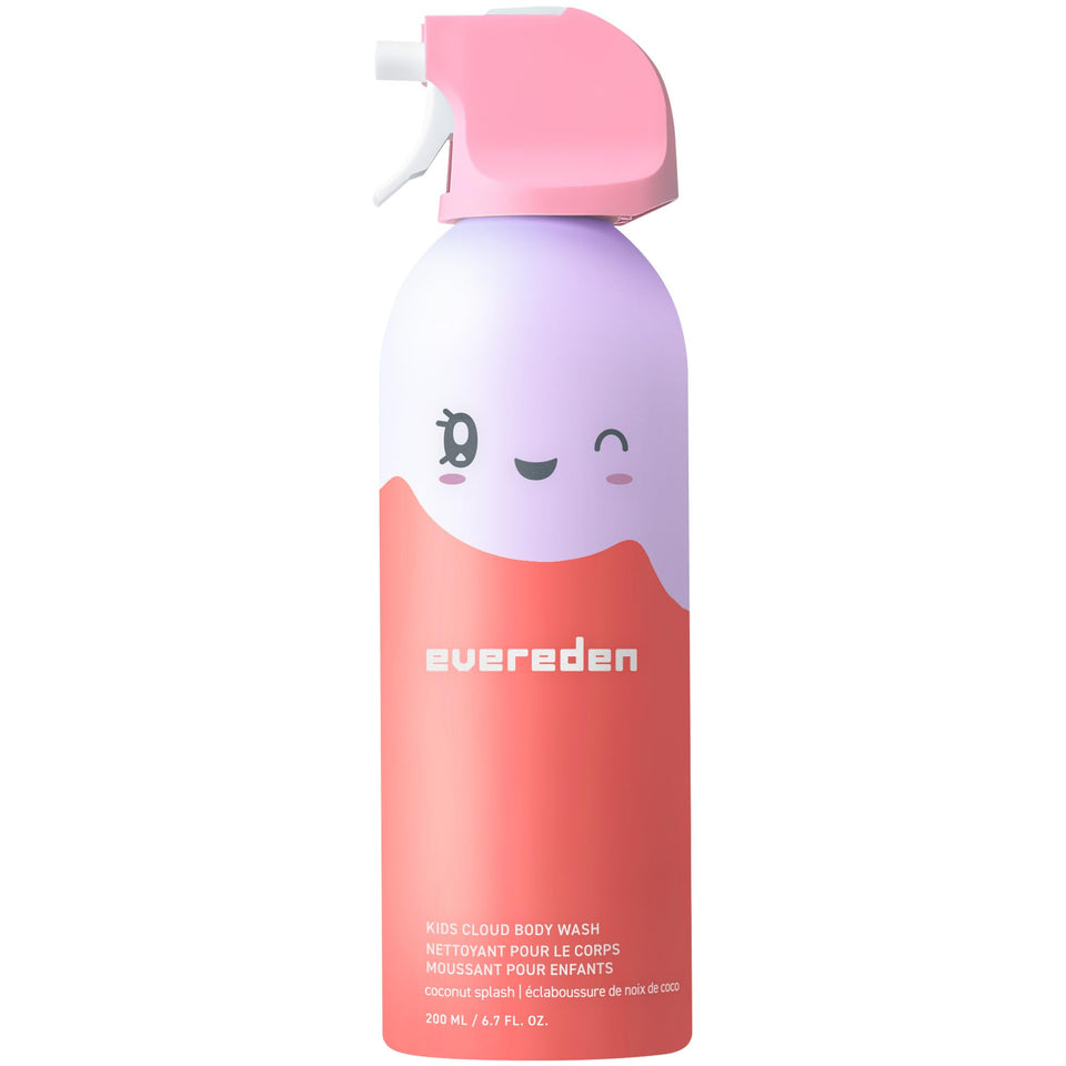 Evereden front packaging showing bottle and Coconut Splash scent, playful bath benefit