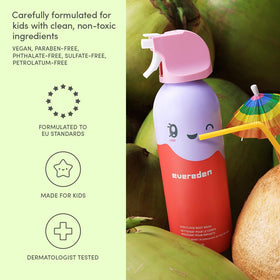 Evereden label ingredients panel highlighting dermatologist-tested, non-toxic formulation