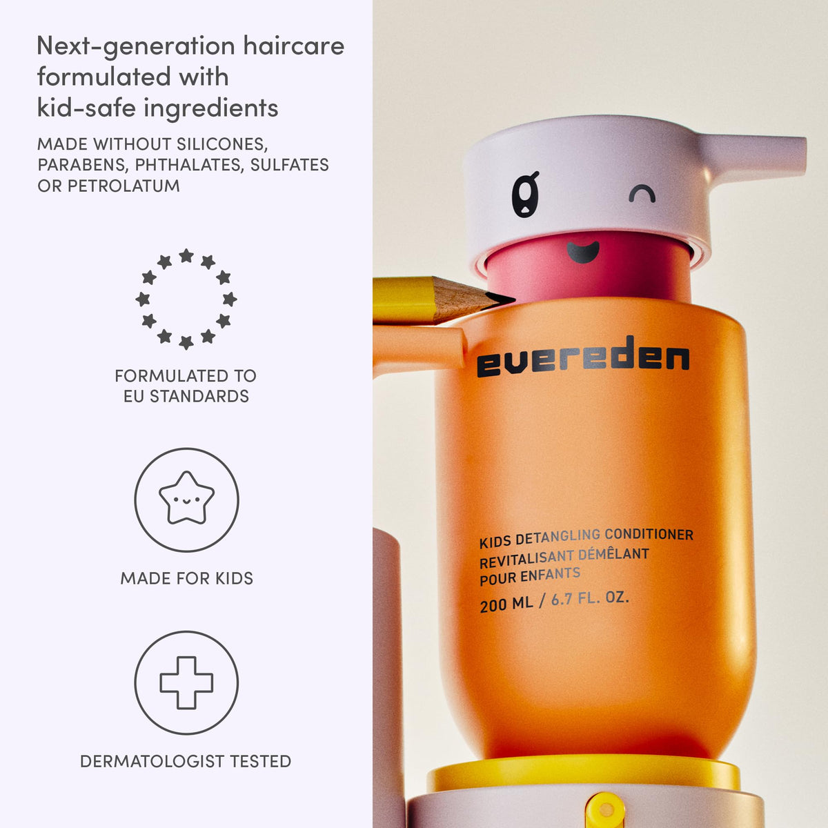 Evereden applied as leave-in on hair with hands showing lightweight detangling
