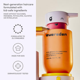 Evereden applied as leave-in on hair with hands showing lightweight detangling
