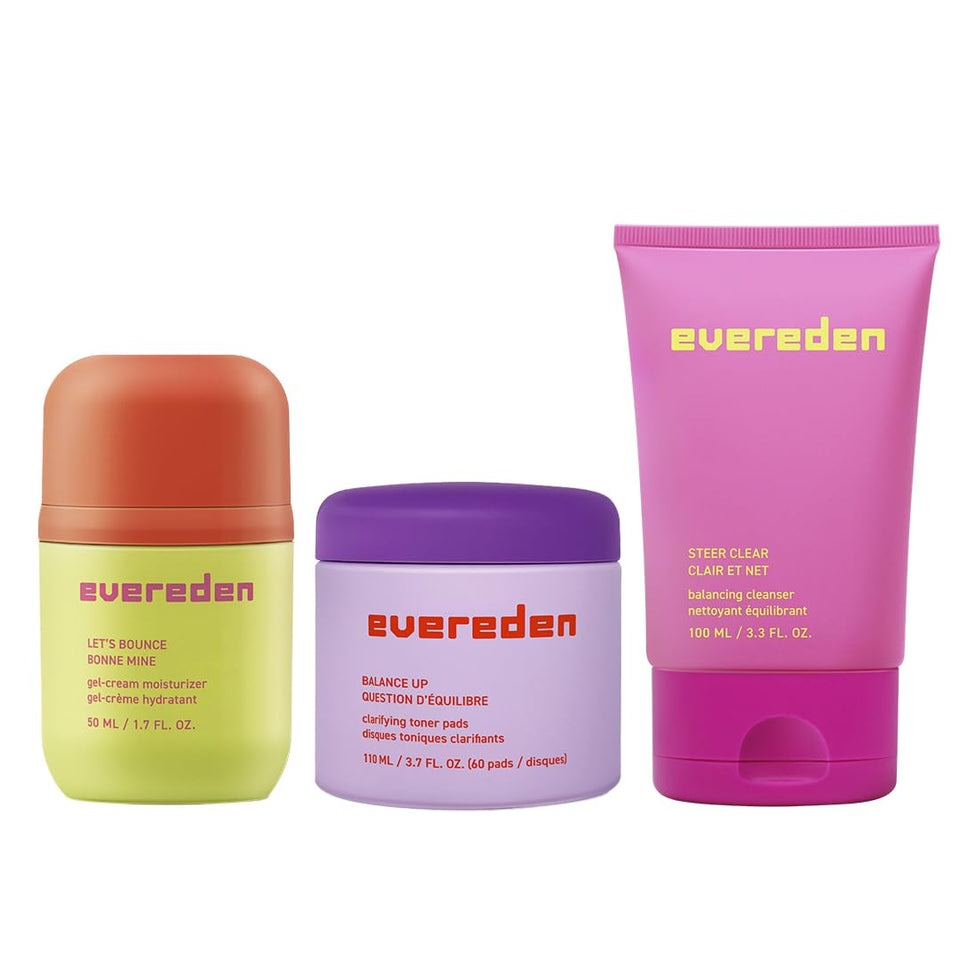 Evereden front packaging showing trio set and smooth daily routine benefits