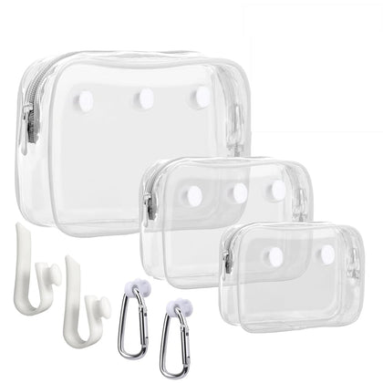 Everfunny front view of three white clear pouches showing set and hooks benefit quick access