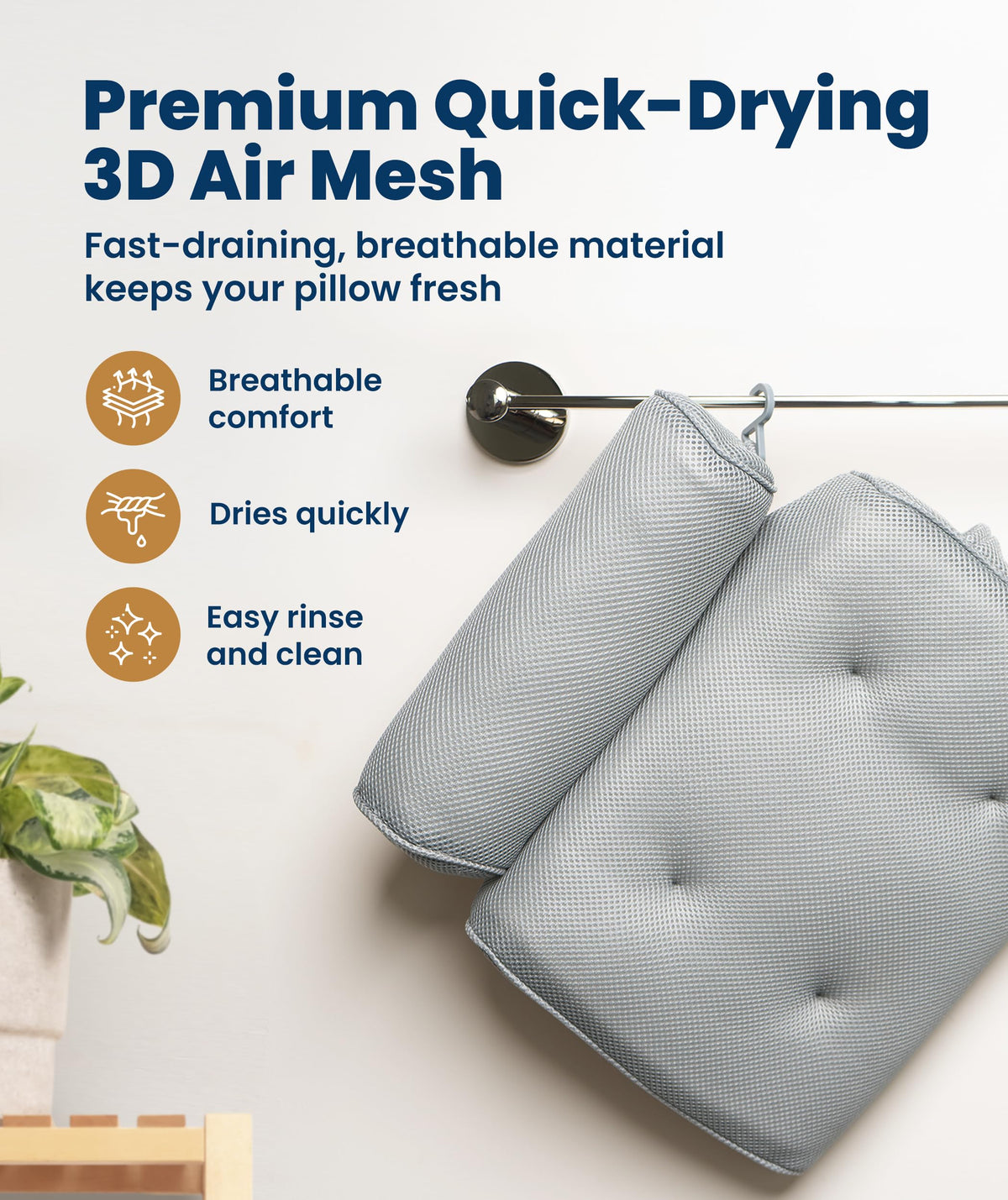 Everlasting Comfort visible side pocket holding small bath items for convenience
