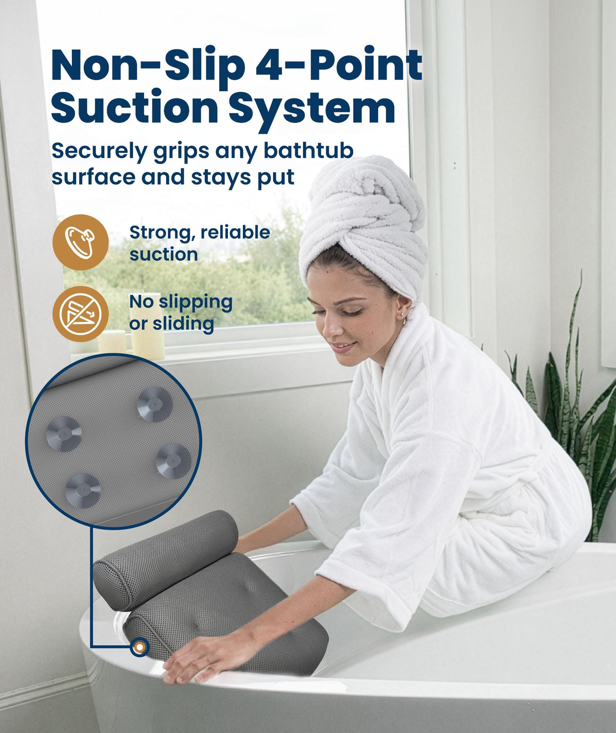 Everlasting Comfort suction cups detail for secure non-slip hold