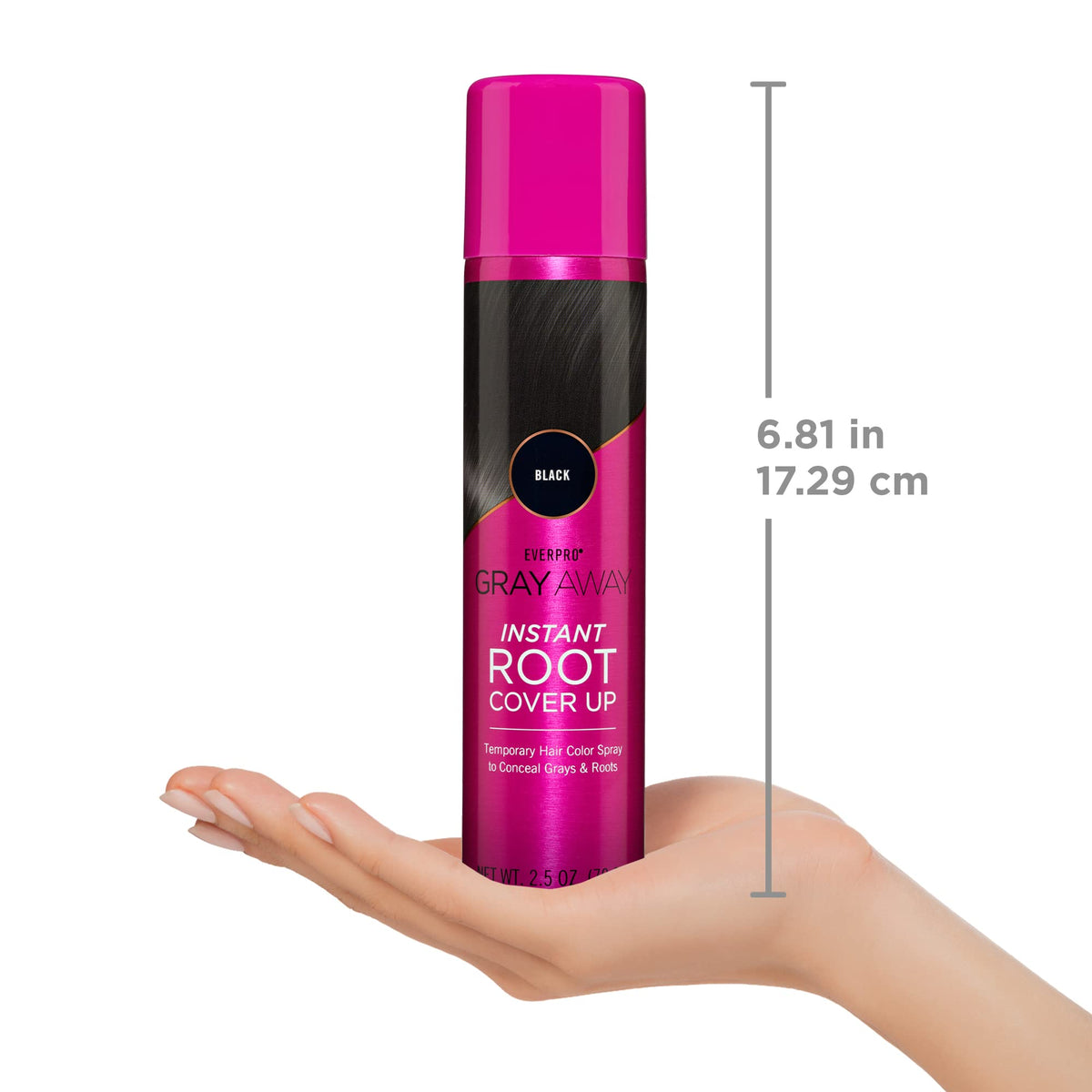 EVERPRO 2.5oz can beside a ruler showing travel-friendly compact size