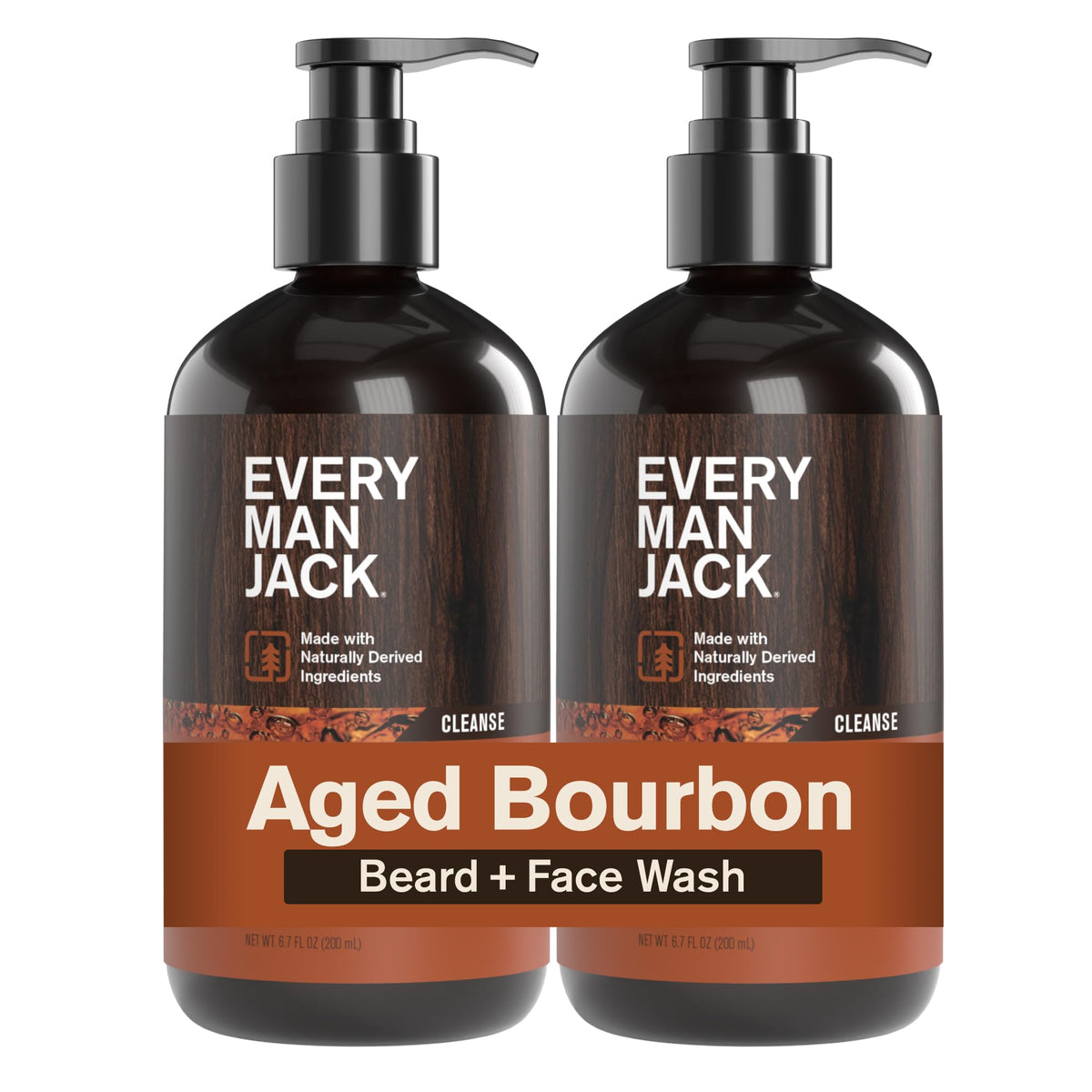 Every Man Jack front packaging showing Aged Bourbon fragrance and benefits