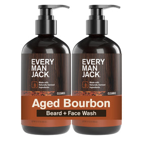 Every Man Jack front packaging showing Aged Bourbon fragrance and benefits