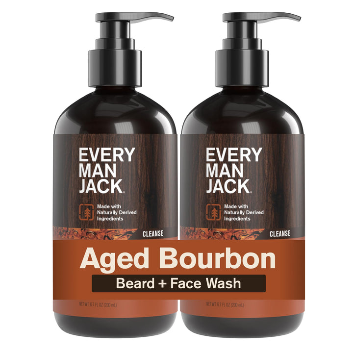 Every Man Jack front packaging showing Aged Bourbon fragrance and benefits