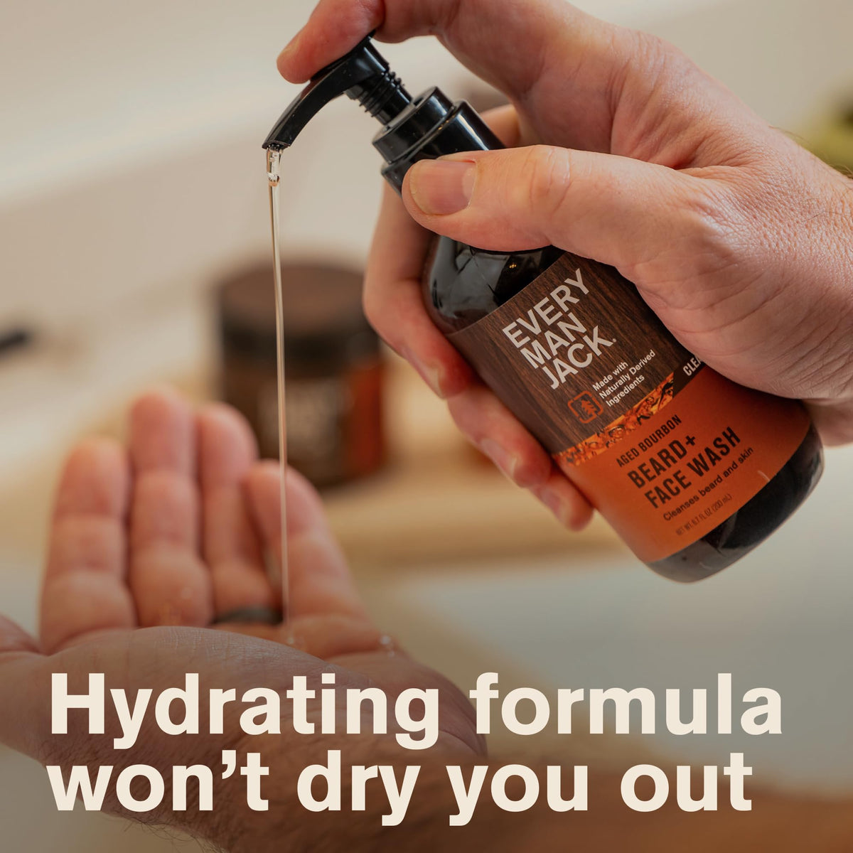 Every Man Jack lather texture on palm showing gentle, hydrating foam