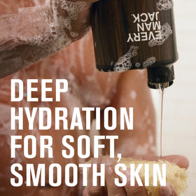 Every Man Jack Amber + Sandalwood label closeup highlighting scent details