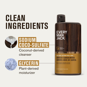 Every Man Jack ingredient label close-up showing naturally derived components and transparency