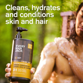 Every Man Jack lather in hand illustrating rich foam and clean rinse benefit