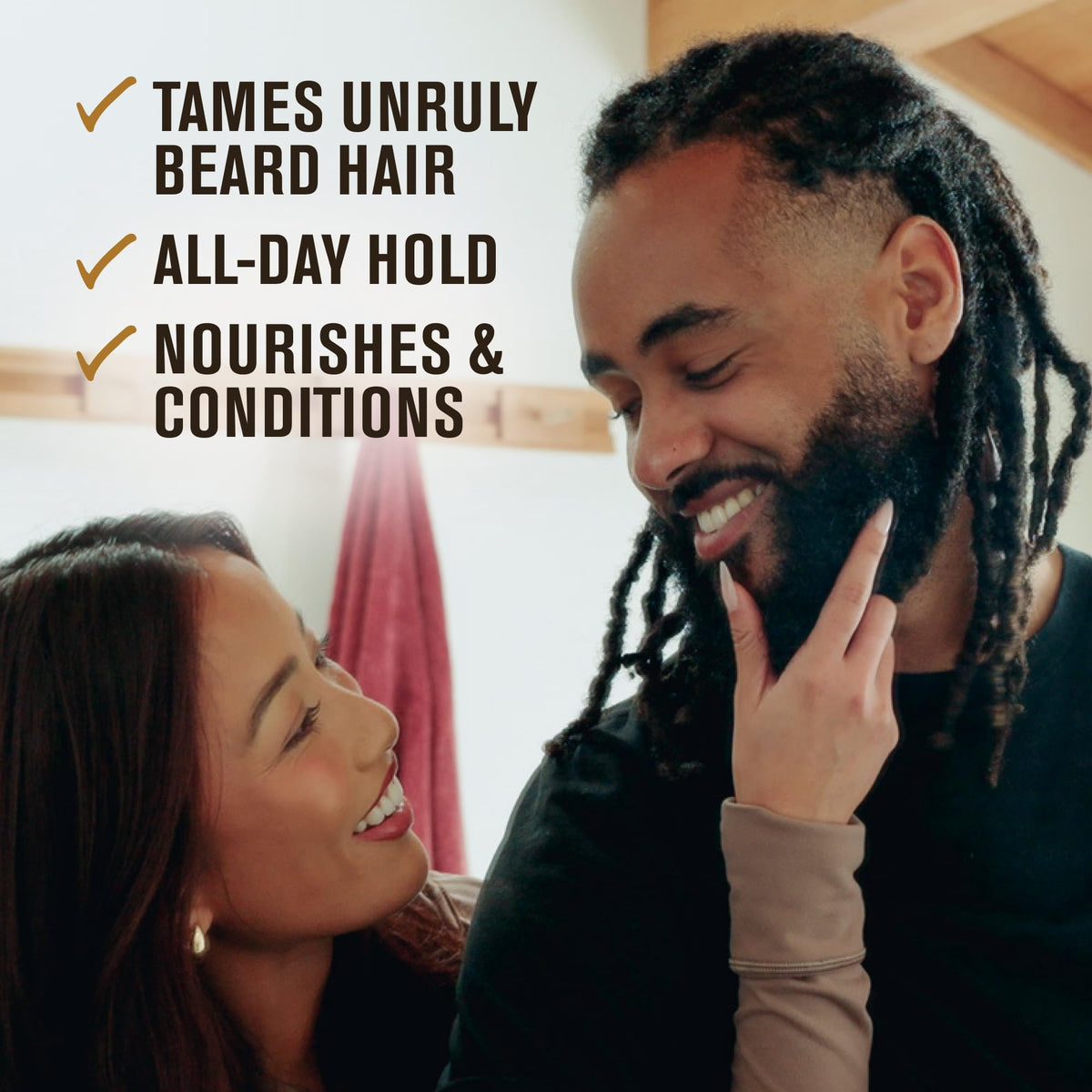 Every Man Jack styled beard after combing showing softened, controlled hair