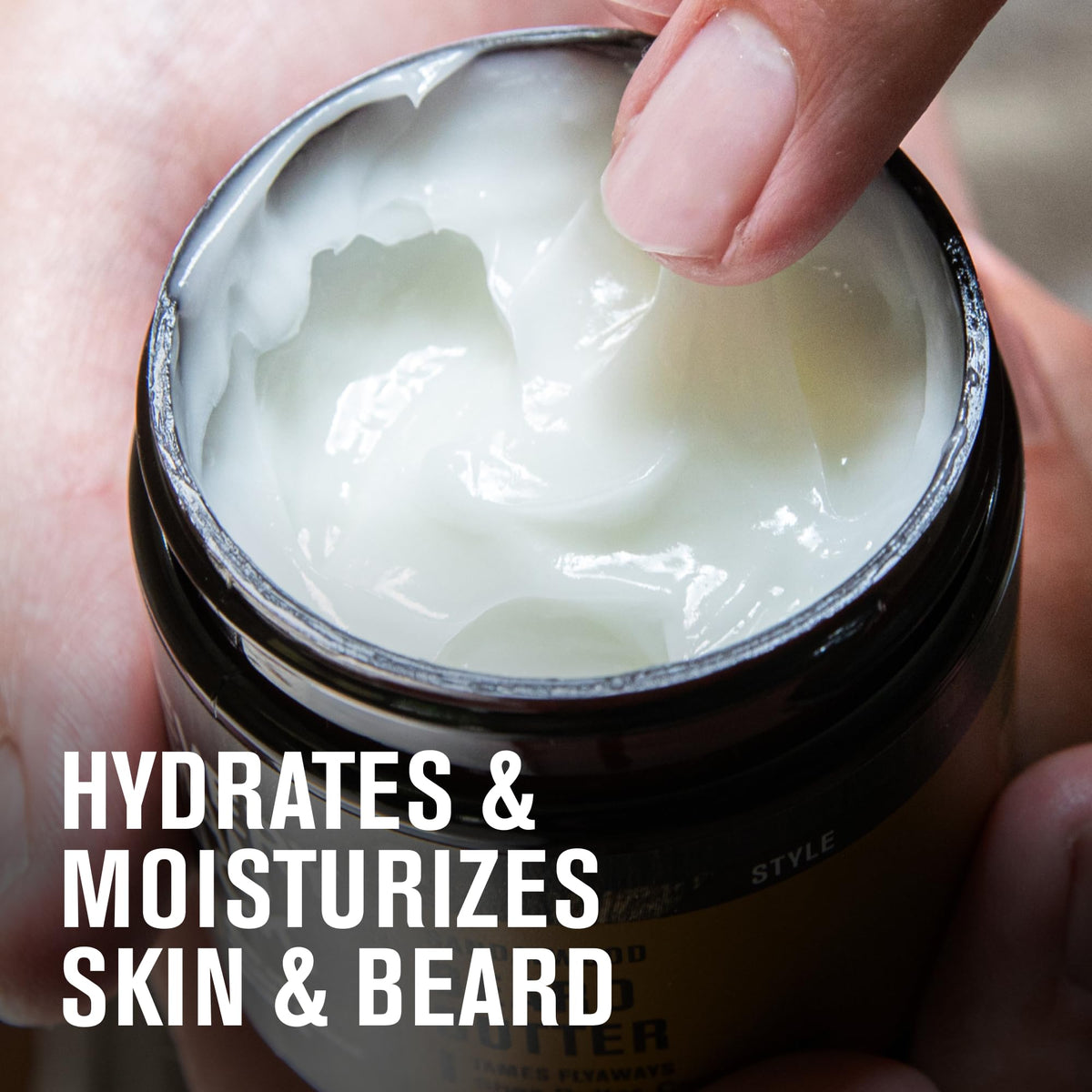 Every Man Jack butter on hand demonstrating simple application and hydration