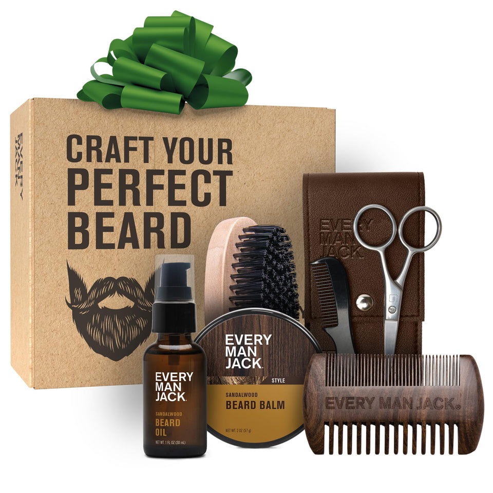 Every Man Jack front packaging showing complete beard kit and gift appeal