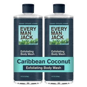 Every Man Jack front packaging showing tropical coconut scent and two-pack benefit