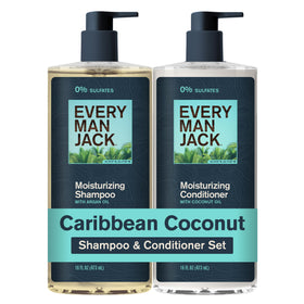 Every Man Jack front packaging showing two 16 fl oz bottles, easy grab