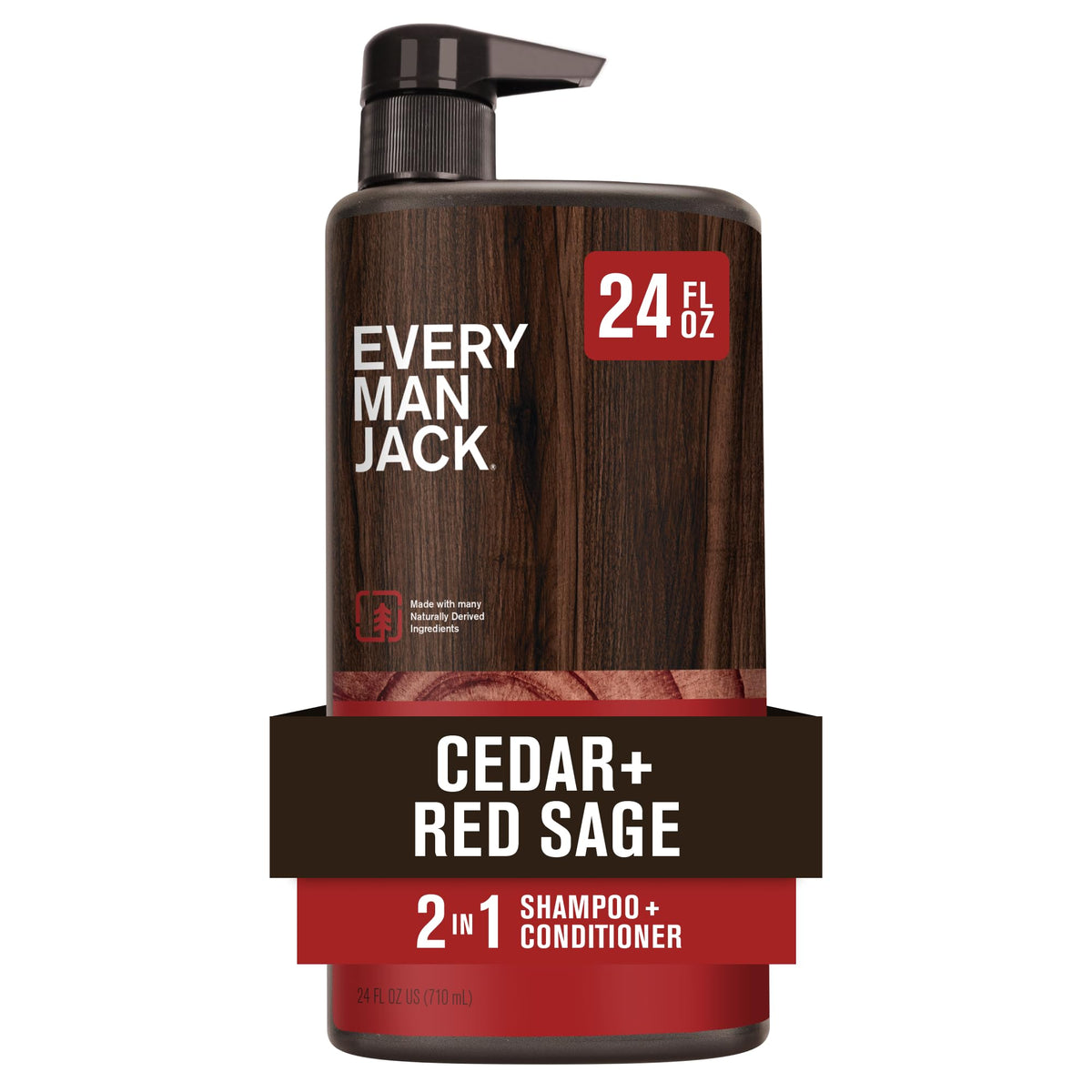 Every Man Jack front bottle showing cedar and red sage scent, easy grab