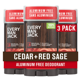 Every Man Jack cedar + red sage front packaging showing product and scent benefits