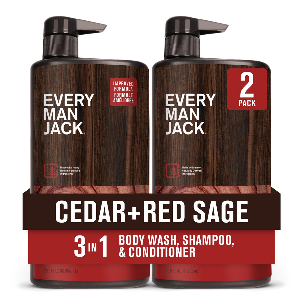 Every Man Jack front packaging showing bottle and scent, clear product identity benefit